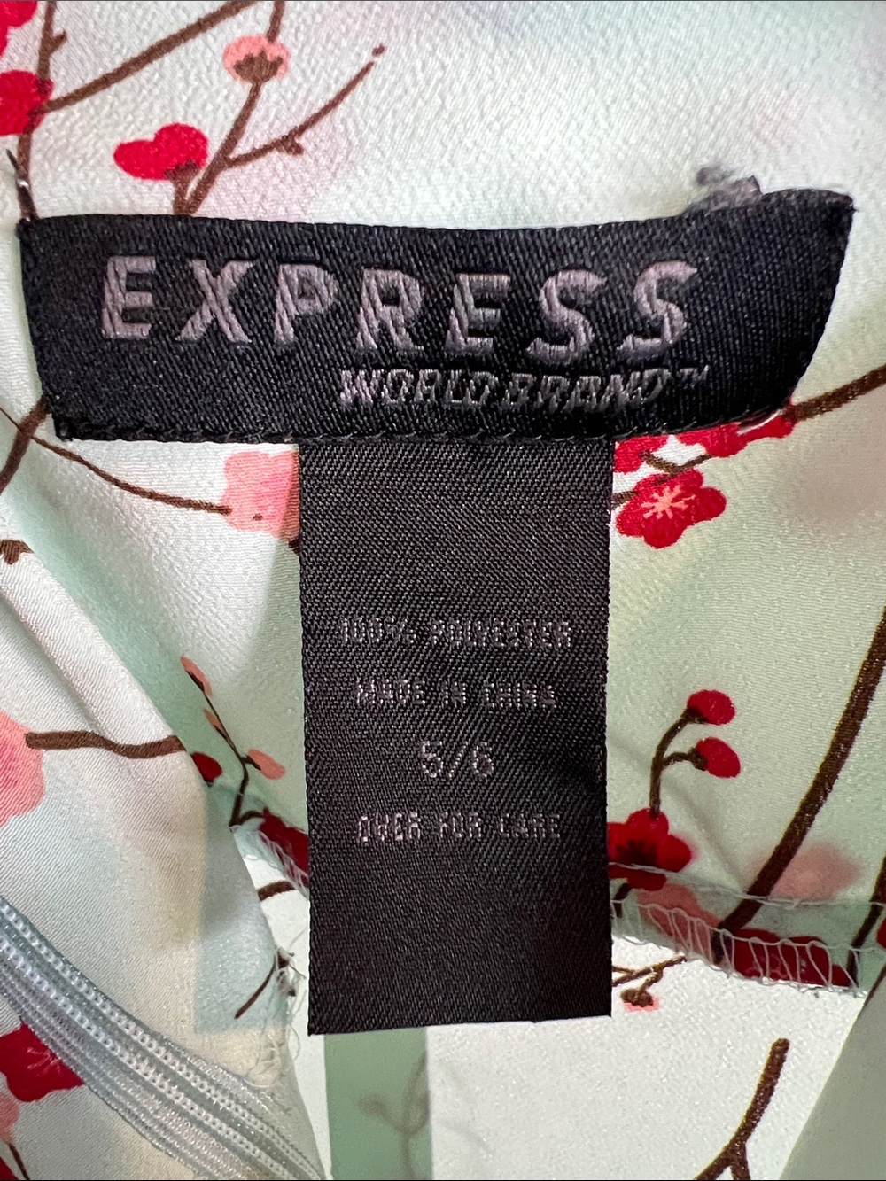 Vintage Express Mint Green Slip Dress with Red Floral Print - Picture 5 of 5